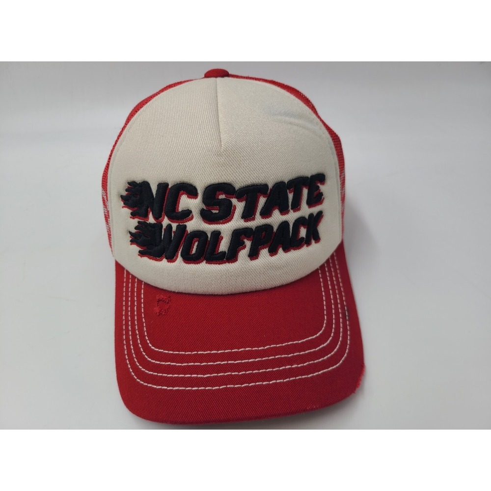 NC State University Wolfpack Adidas Distressed Mesh Trucker Snapback Hat Cap Men
